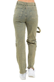 Women's Oversized Cargo Denim Pants with Multi-Pockets