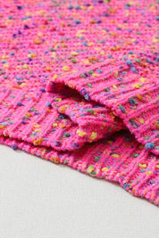 Women's Hot Pink Mixed Color Chunky Knit Sweater