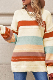 Women's Color Block Striped Knit Sweater