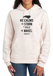 Men's Graphic Hoodie with "He Calms the Storm" Design