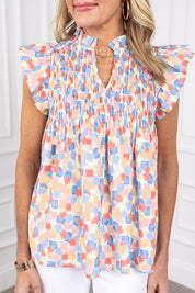 Women's Abstract Printed Ruffled Blouse