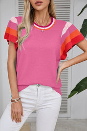 Women's Relaxed Fit Flutter Sleeve Knitted T-Shirt