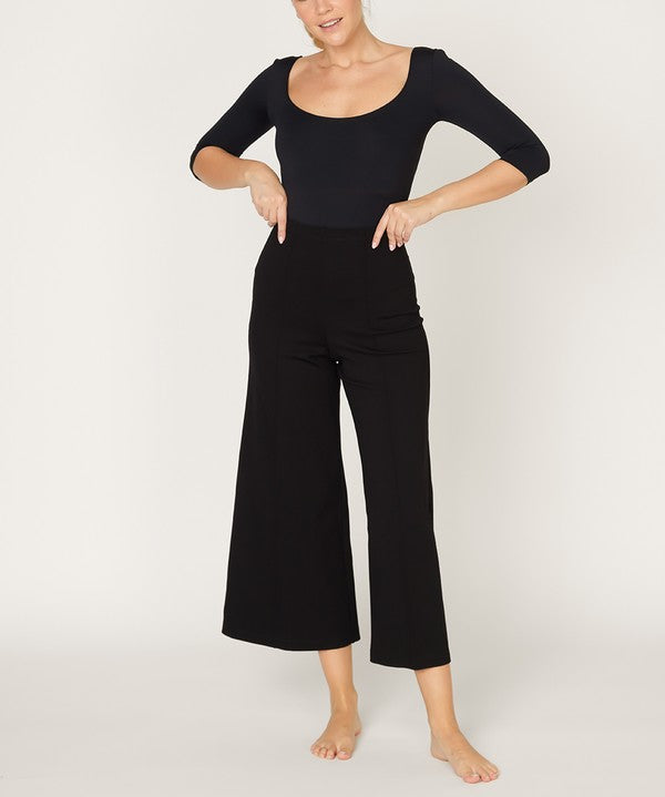 PONTE WIDE LEG ANKLE LENGTH PANTS