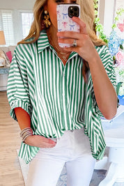 Women's Oversize Striped Dolman Sleeve Shirt