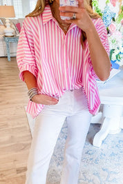 Women's Oversize Striped Dolman Sleeve Shirt