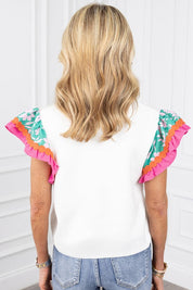 Women's Ricrac Floral Sleeve Top