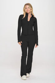 Women's Slim Fit Active Flare Jumpsuit with Jacket