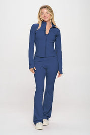 Women's Slim Fit Active Flare Jumpsuit with Jacket