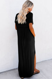 Women Hidden Pocket Splits Maxi T-shirt Dress