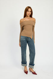 Women's Fold Over Washed Denim Pants