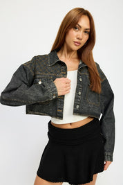 Women's Embroidered Denim Crop Jacket