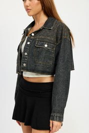 Women's Embroidered Denim Crop Jacket