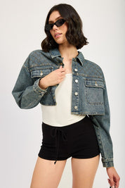 Women's Embroidered Denim Crop Jacket