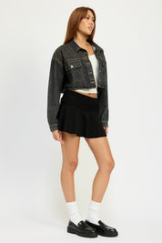 Women's Embroidered Denim Crop Jacket