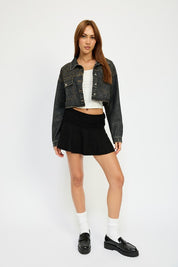 Women's Embroidered Denim Crop Jacket