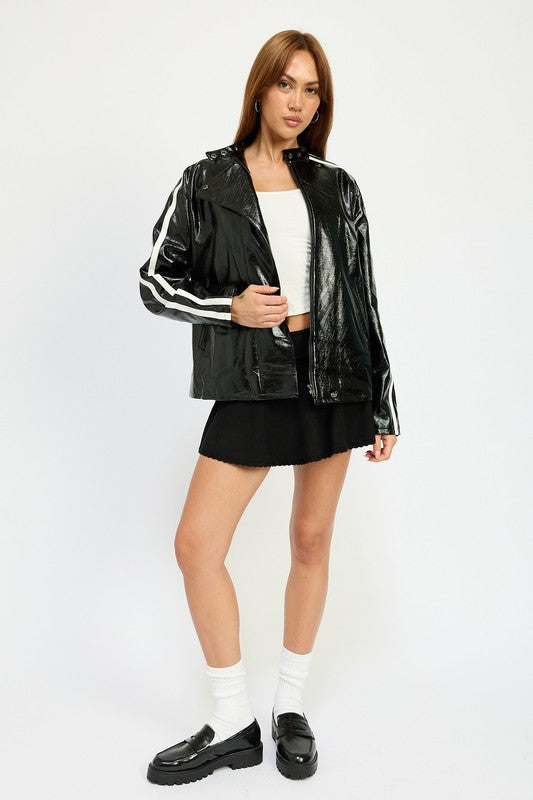 Women's Oversized Moto PU Jacket