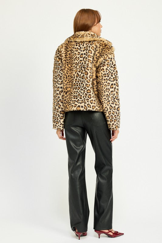 ANIMAL PRINT FURRY JACKET