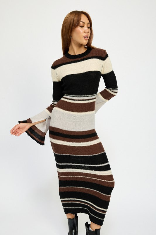 Women's Stripe Maxi Bodycon Dress