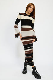 Women's Stripe Maxi Bodycon Dress