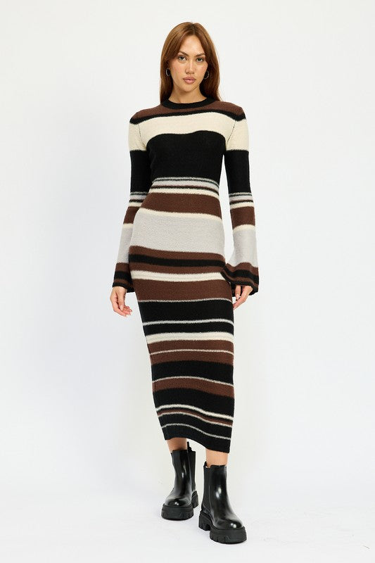 Women's Stripe Maxi Bodycon Dress