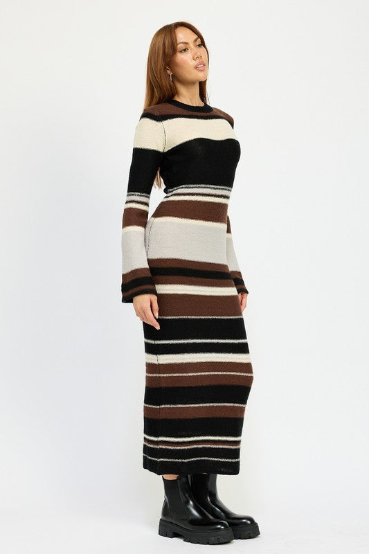 Women's Stripe Maxi Bodycon Dress