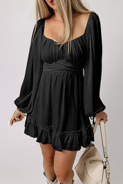 Women's Ruffled Square Neck Mini Dress