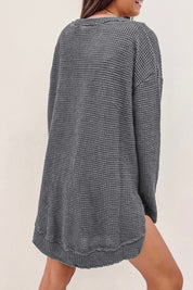 Women's Oversized Waffle Knit Top with High Slits