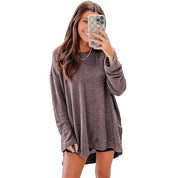 Women's Oversized Waffle Knit Top with High Slits