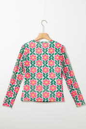 Women's Retro Floral Print Long Sleeve Top