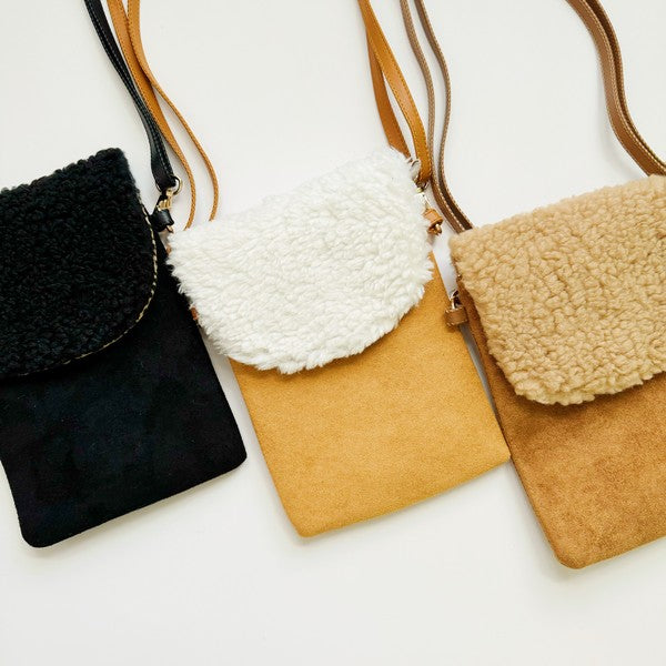 Women's Adjustable Suede Phone Crossbody Bag