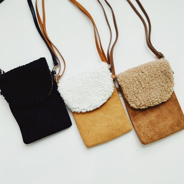 Women's Adjustable Suede Phone Crossbody Bag