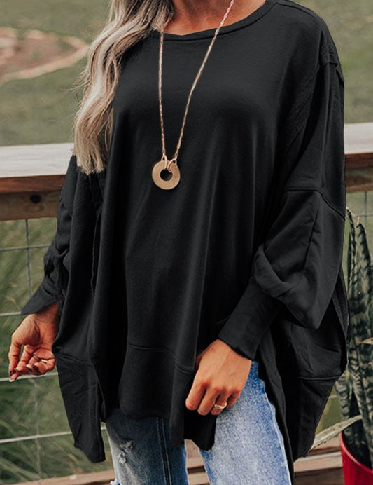 Women's Patchwork Drop Shoulder Oversized Top