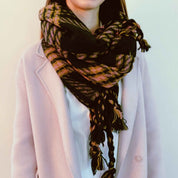 Women's Braided Fringe Plaid Scarf