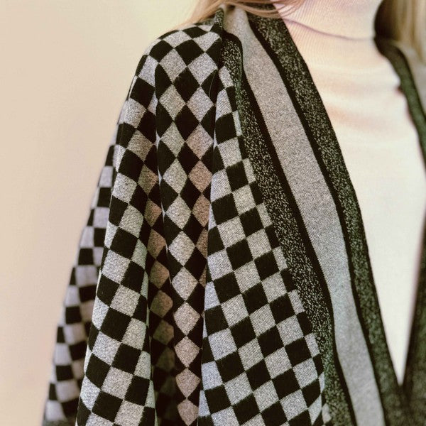 Women's Stylish Checker Ruana Wrap