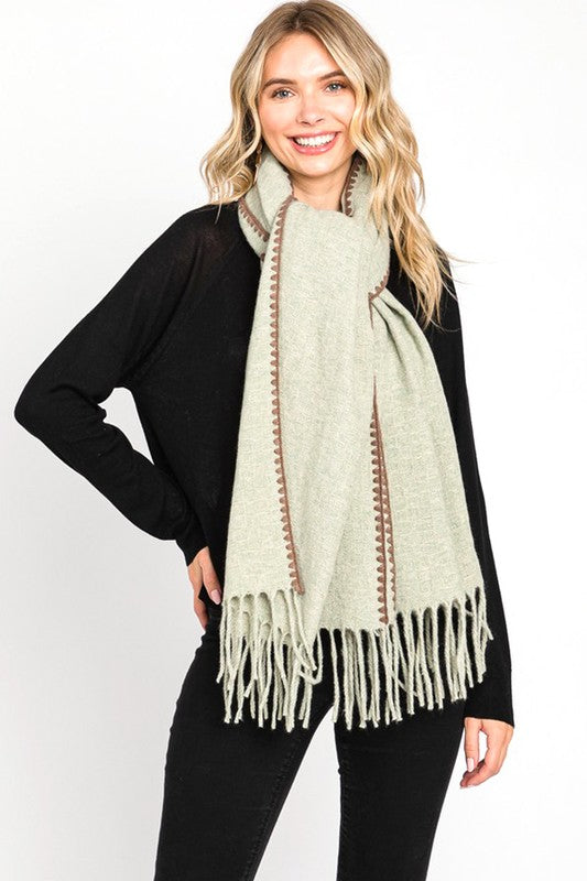 Unisex Oversized Contrast Stitch Winter Scarf