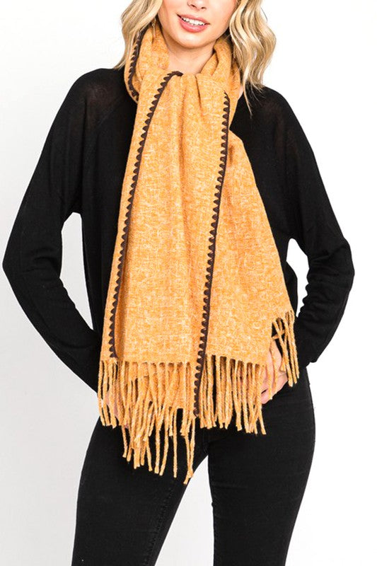 Unisex Oversized Contrast Stitch Winter Scarf