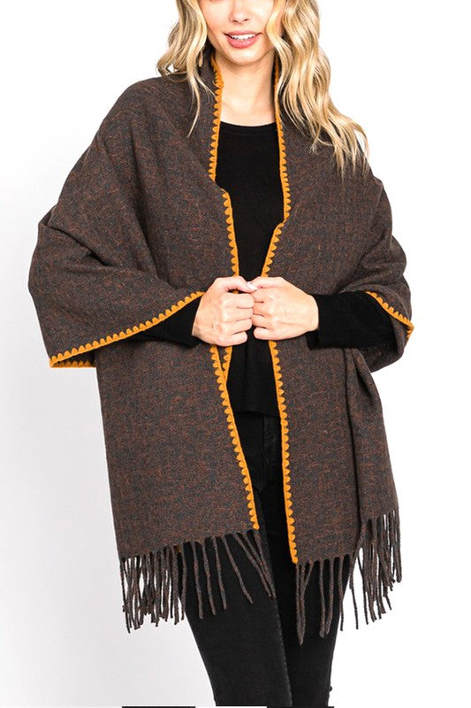 Unisex Oversized Contrast Stitch Winter Scarf