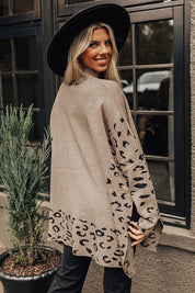 Women's Oversized Leopard Print High Neck Sweater