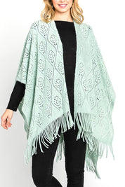 Women's Perforated Knit Fringe Cardigan