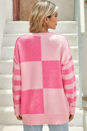 Women's Color Block Striped High Low Sweater