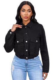 Women's Long Sleeve Button-Up Denim Jacket