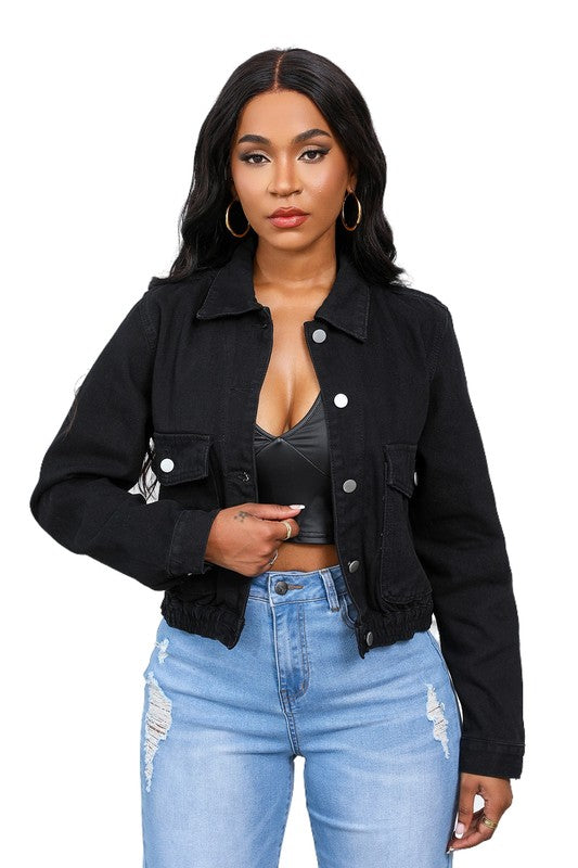 Women's Long Sleeve Button-Up Denim Jacket