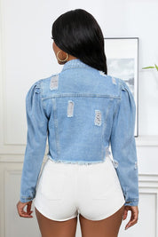 Women's Button-Up Denim Jacket with Front Pocket