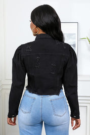 Women's Button-Up Denim Jacket with Front Pocket