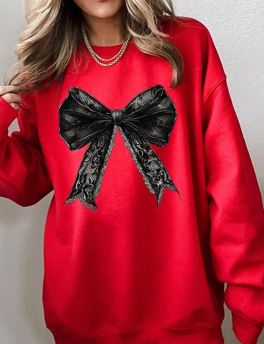 Halloween Coquette bow Graphic Fleece Sweatshirts