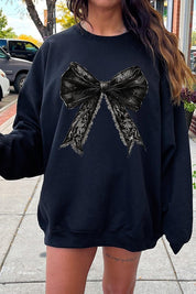 Halloween Coquette bow Graphic Fleece Sweatshirts