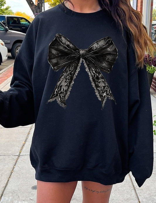 Halloween Coquette bow Graphic Fleece Sweatshirts