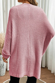 Women's Oversized Cable Knit Cardigan with Batwing Sleeves