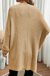 Women's Oversized Cable Knit Cardigan with Batwing Sleeves