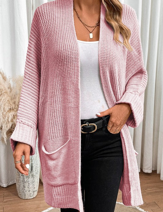 Women's Oversized Cable Knit Cardigan with Batwing Sleeves